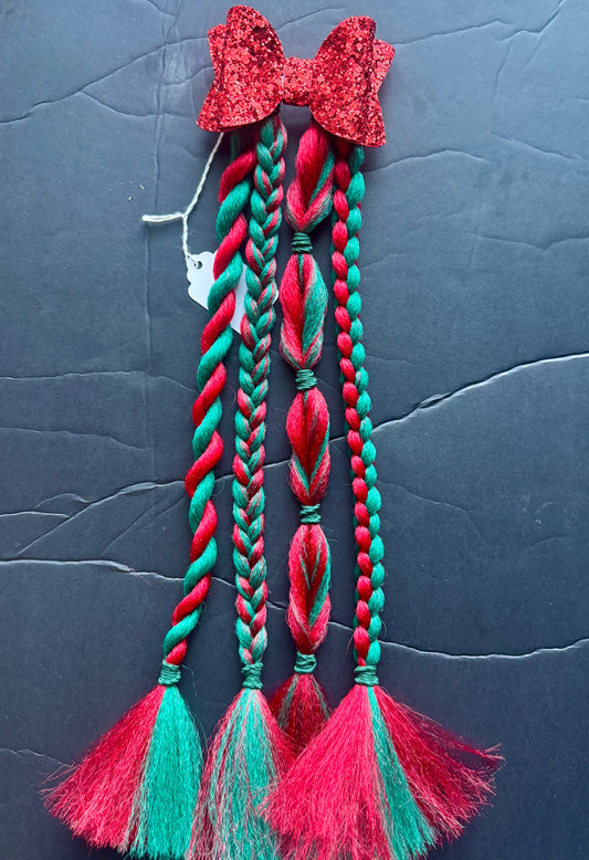 Ready to Ship Red Christmas Bow Braids