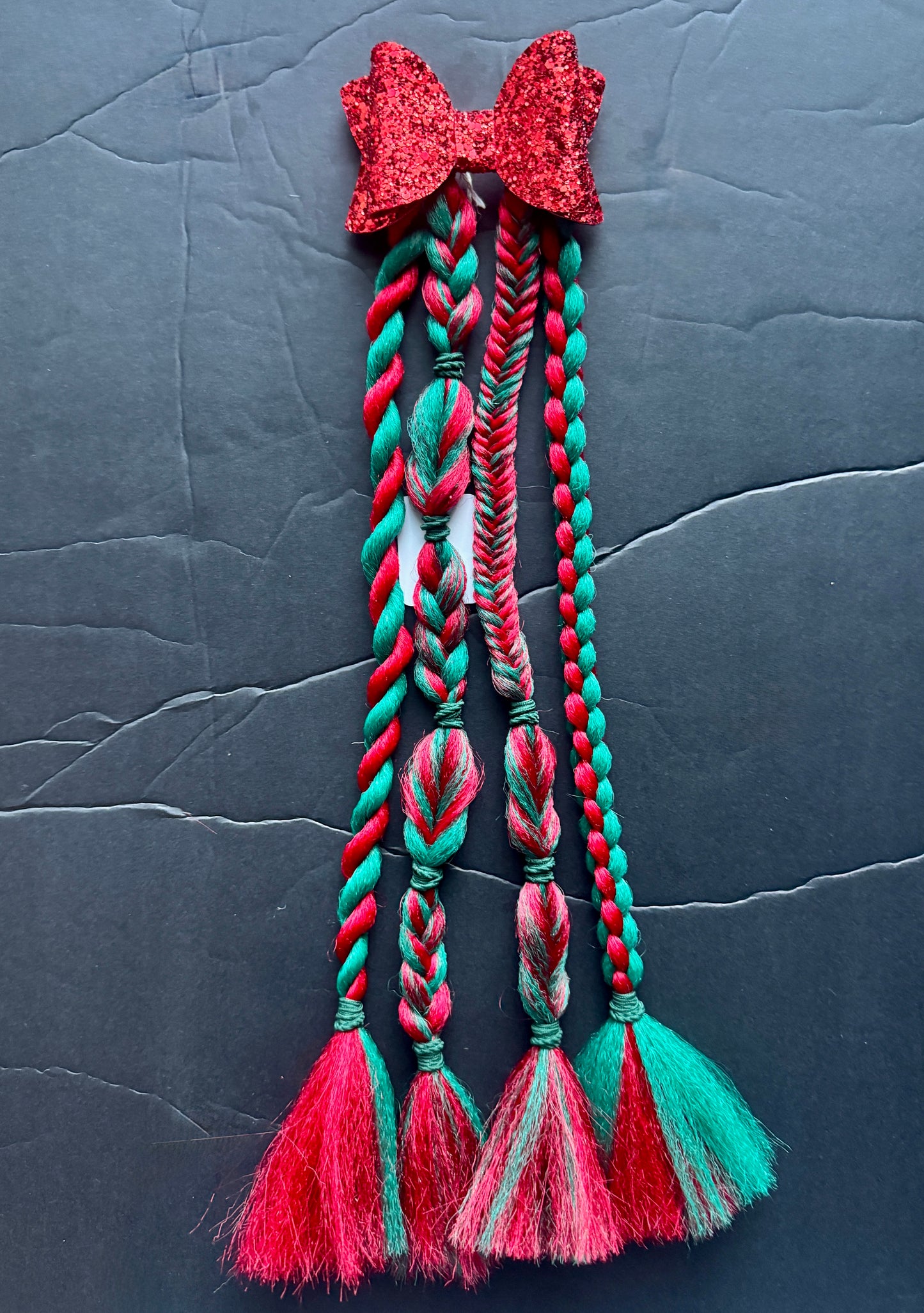 Ready to Ship Red Christmas Bow Braids