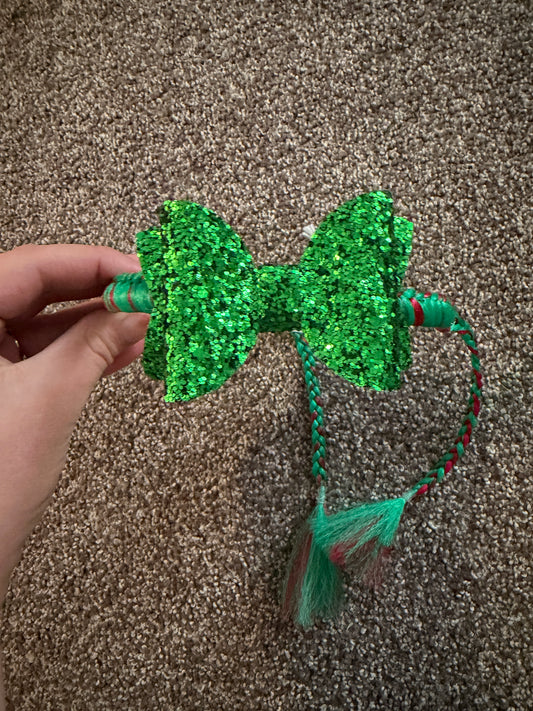 Christmas braided bow headband