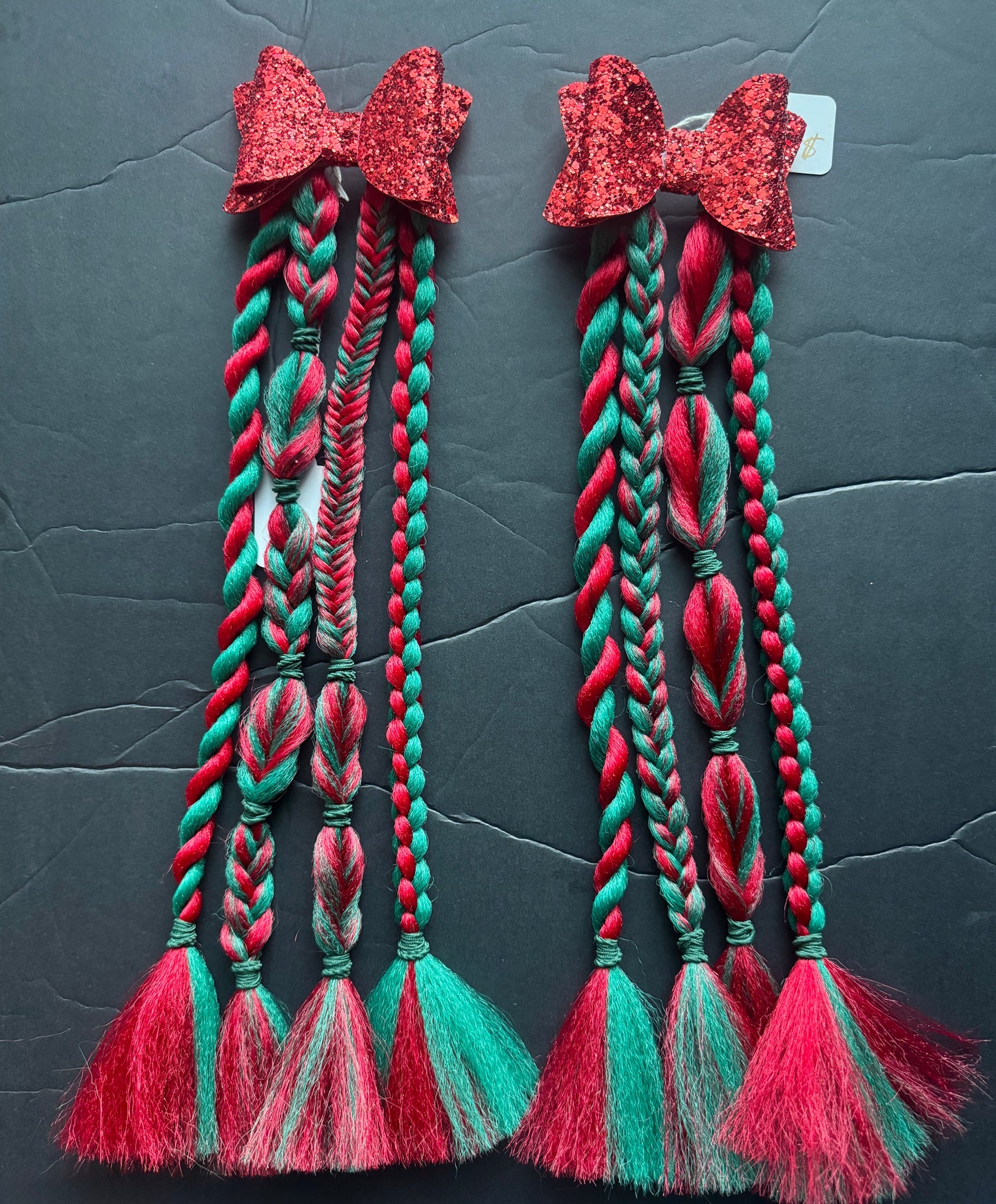 Ready to Ship Red Christmas Bow Braids