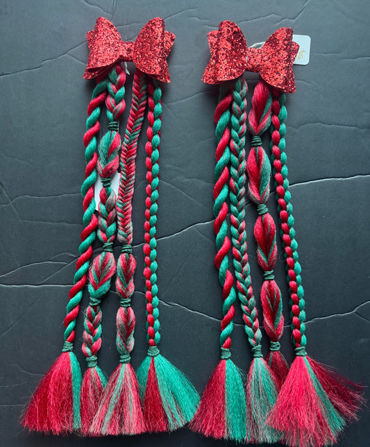 Ready to Ship Red Christmas Bow Braids